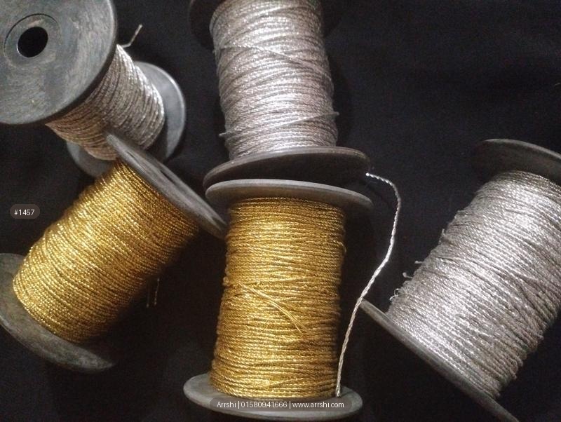 জরি সুতা - ডাবল প্যাঁচানো - সিলভার/গোল্ডেন